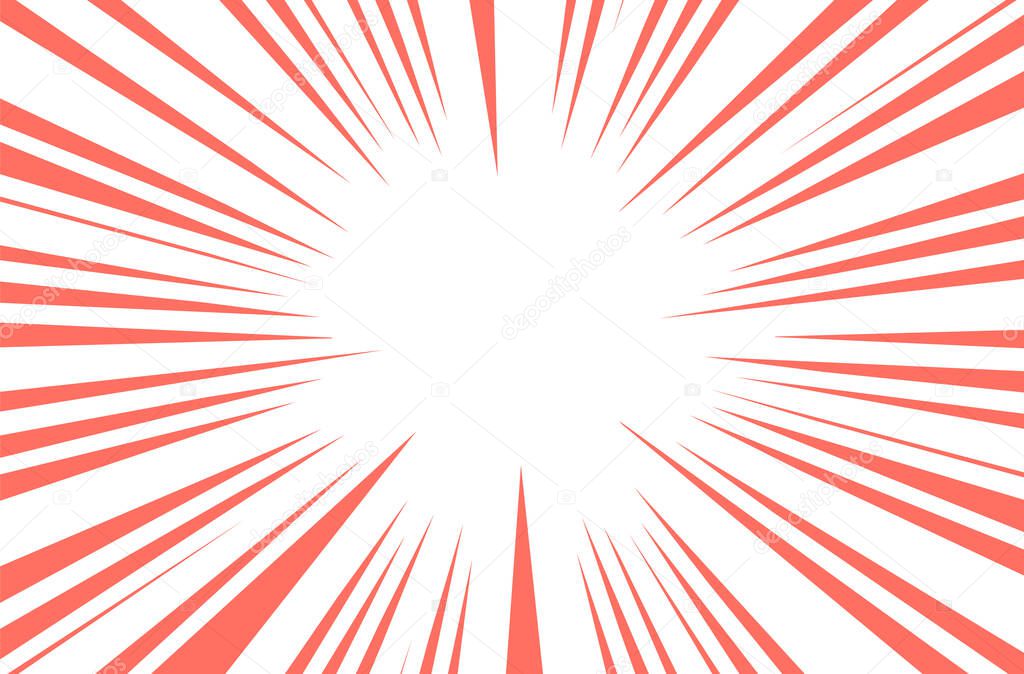 Coral Trendy Color Sun Rays or Explosion Boom for Comic Books Radial Background. Vector.