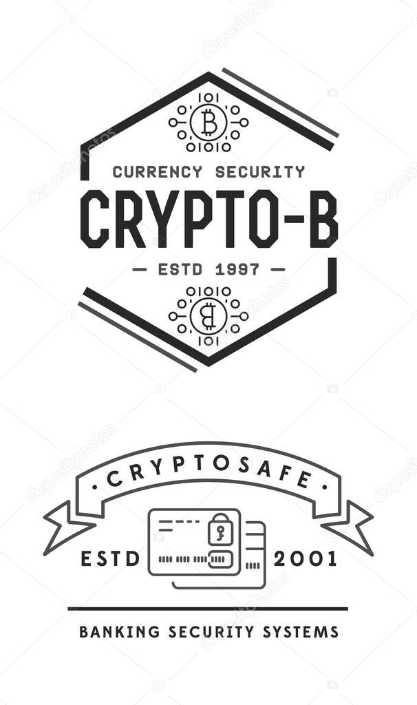 Cyber security sign or banner with icon flat design, application. Encryption, operational. Vector. Minimal.