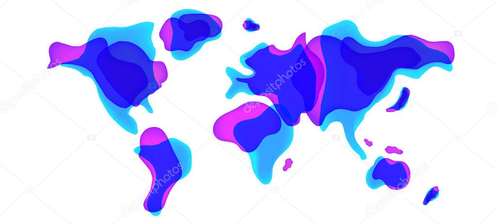 Trendy Liquid Shaped World Map in Vector