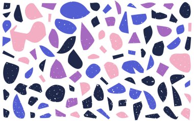 Terrazzo Kusursuz Desen. Granit Parçalar. Soyut Arkaplan. Taşlar ve Kayalar dokusu. Mermer Tekstil, Döşeme Tasarımı. Vektör.