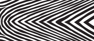 Siyah ve beyazlı Vahşi Zebra Dalga Şablonu. Moda Stili Soyut Arkaplan