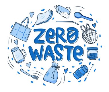 Sıfır israf. Vektör çizimi. El Çizimi.