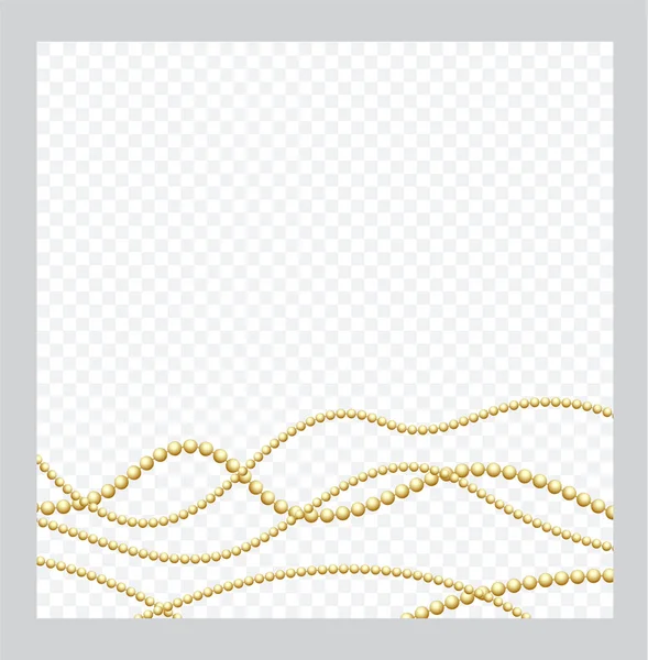 Mardi Gras Cadena Redonda Color Dorado Bronce Abalorios Cuerda Realistas — Vector de stock