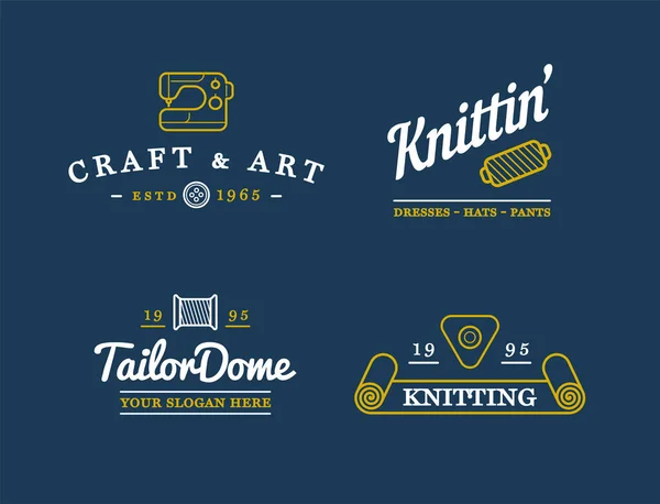 Desain Vektor Logo Buatan Tangan Diy Craft Tailoring Dan Knitting - Stok Vektor