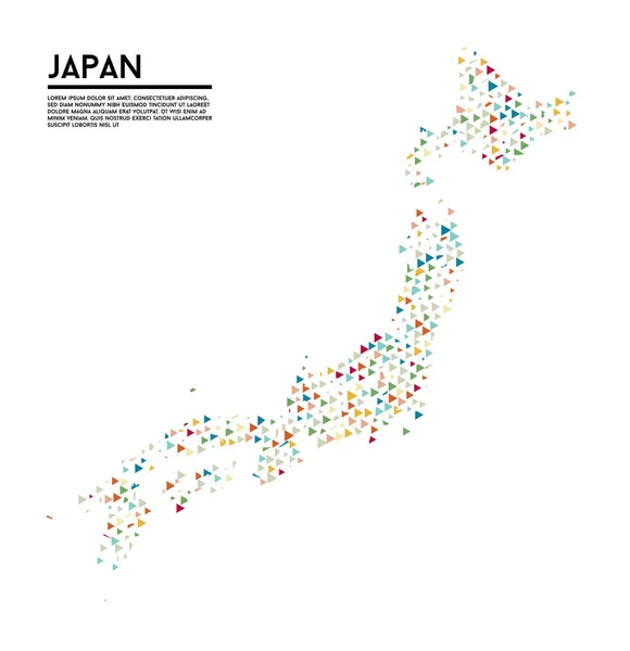 Estilo Minimalista Simples Geométrico Japão Mapa Fundo Triângulos Coloridos Sobre — Vetor de Stock