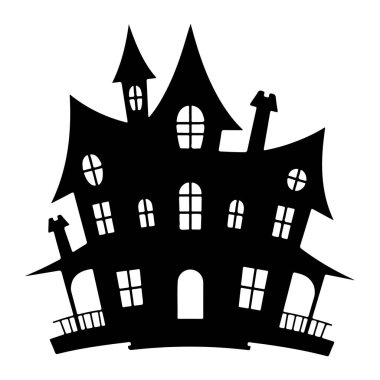 Hayaletli bir malikanenin siyah silueti beyaz arka planda resmedilmiş. Binada sivri çatılı birden fazla kule, ızgara desenli çeşitli şekilli pencereler ve kemerli kapılar yer alıyor. Çatılardan bacalar yükseliyor, ve bal