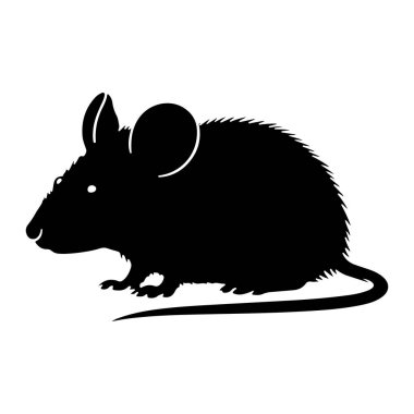 Beyaz arka planda siyah bir kemirgen silueti tasvir edilir. Kemirgen profilden gösteriliyor, sola bakıyor. Büyük, yuvarlak kulakları, küçük gözleri, sivri bir burnu ve görünür pençeleri vardır. Uzun, ince bir kuyruk vücudundan dışarı doğru uzanıyor, kıvrımlı ince bir çizgi!