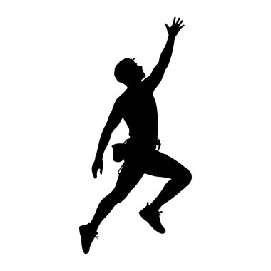 Tırmanışın ortasında siyah bir siluet, sağ koluna doğru açık bir elle uzanıyor. Şekil dinamiktir, bir bacağı ileri, diğeri eğik hareket ve efor göstermektedir. Wai çevresinde küçük bir kese ya da çanta görünür.