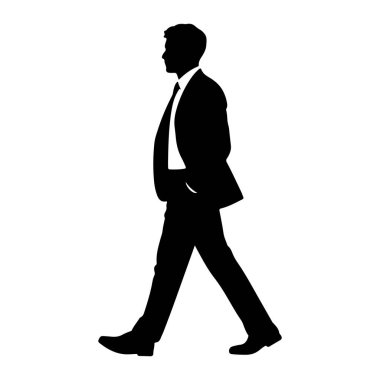 Takım elbiseli ve kravatlı bir adamın siyah silueti beyaz bir arkaplanda soldan sağa doğru yürürken resmedilir. Profilde bir eli cebinde diğer kolu hafifçe bükülmüş bir adam görülüyor. Bacakları bir yürüyüş adımında ve o yorgun.