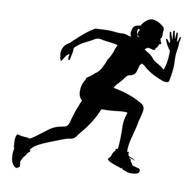 Beyaz arka planda koşan bir kadının siyah silueti tasvir edilir. Vücudu öne doğru açılı, bir bacağı arkaya, diğeri öne eğik, bu da ileri momentumu gösteriyor. Kolları bir B ile koşmaya hazır.