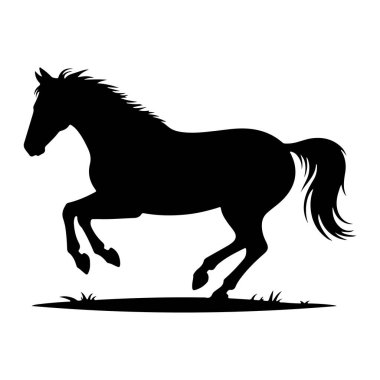 Bir atın siyah silueti beyaz bir arka planda dörtnala giderken tasvir edilir. Atın hareket halindeki bacakları hız ve gücü gösteriyor. Yelesi ve kuyruğu akarak hareket duygusunu arttırıyor. Küçük bir parça stilize edilmiş otlar.