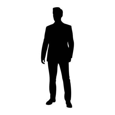 Beyaz arka planda duran bir adamın tüm vücut silueti. Ceket ve pantolondan oluşan resmi bir takım elbise giyiyor. Silüet simsiyahtır. Vücudunun dış hatları ve kıyafetleri dışında belirgin bir özelliği yoktur. Han 'ı