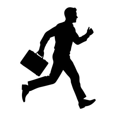 Profilde bir adamın siyah silueti sol elinde bir evrak çantasıyla ileri doğru koşarken ve sağ başparmağı baş parmağıyla yukarı kaldırılmış şekilde tasvir ediliyor. O, yakalı bir gömlek ve pantolon giyiyor ve ayakkabıları görünür. Arkaplan ne kadar sade