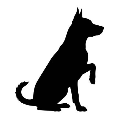 Saf siyah bir köpek silueti ön sağ pençesi havada otururken resmedilir. Köpek başı dik ve kulakları yukarı dönük bir şekilde sağa bakıyor. Bu da tetikte olduğunu gösteriyor. Kuyruk hafifçe yukarı kıvrılır. Siluet izole edilmiş. 