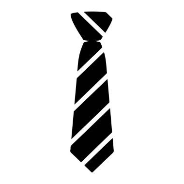 Çapraz beyaz çizgili siyah bir kravat beyaz arka planda tasvir edilir. Kravatın üstünde bir düğüm var ve altta bir noktaya kadar inceliyor. Çizgiler eşit aralıktadır ve kravatın üst solundan alt sağına doğru koşar..