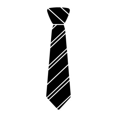 Çapraz beyaz çizgili siyah bir kravat beyaz arka planda tasvir edilir. Kravatın üstünde bir düğüm var ve altta bir noktaya kadar inceliyor. Çizgiler eşit aralıktadır ve sol üstten sağ alta doğru çalışır..