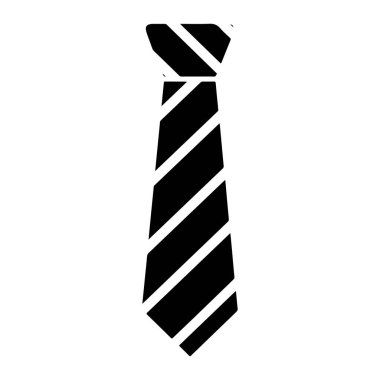 Beyaz arka planda köşegen beyaz çizgili siyah bir kravat tasvir edilir. Kravatın üstünde bir düğüm var ve altta bir noktaya kadar inceliyor. Çizgiler eşit aralıktadır ve kravatın üst solundan alt sağına doğru koşar..