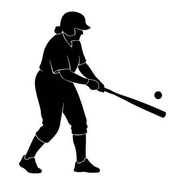 Beyzbol üniforması ve miğfer giyen birinin siyah silueti salıncakta sallanırken elinde sopayla yakalanır. Yarasanın yanında havada küçük bir top görülebilir. Bu da oyunda aktif bir an olduğunu gösterir. Şekil dinamik olarak yerleştirilmiş, bacakları bükülmüş.