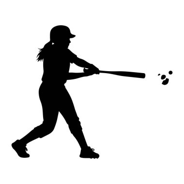 Salıncağın ortasında siyah bir kadın beyzbol oyuncusunun silüeti. Şapka takıyor ve saçları at kuyruğu şeklinde geri çekiliyor. Oyuncu elinde bir beysbol sopası tutuyor ve bir topla temas etmiş gibi görünüyor. Birkaç küçük siyah şekil yeniden şekilleniyor.