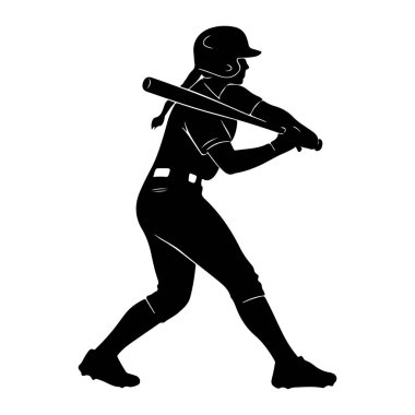 Salıncağın ortasında siyah bir kadın beyzbol oyuncusunun silüeti. Bir kask ve üniforma giyiyor, iki eliyle bir sopa tutuyor, ve vücudu topa vurmak için konumlanmış. Görüntü, beyaz arkaplana karşı katıksız siyah beyaz bir grafiktir..