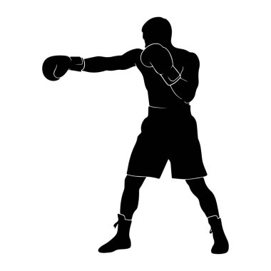 Yumruğun ortasında siyah bir boksör silueti. Boksör, botlarında bağcıklar olan boks eldivenleri ve şortları giyer. Şekil dinamik bir pozla tasvir edilirken, bir kolu yumruk hareketinde ileri uzanıyor ve diğer kolu da savunmada tutuluyor. Th