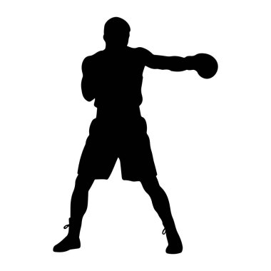 Bir erkek boksörün siyah silueti, saf beyaz arka planda resmedilir. Boksör dinamik bir pozda, yumruğun ortasında, sağ kolu öne doğru uzanıyor ve sol kolu yüzünü koruyor. O şort ve spor ayakkabıları giyiyor. Resim kapağı