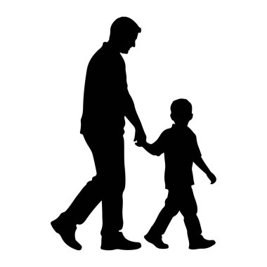 Siyah siluet bir baba ve genç bir oğul yan yana yürüyorlar ve beyaz bir arkaplanda el ele tutuşuyorlar. Baba daha uzundur ve yol gösteriyor gibi görünürken, oğul da onun yanında yürür. Figürleri profil ile tasvir ediliyor.