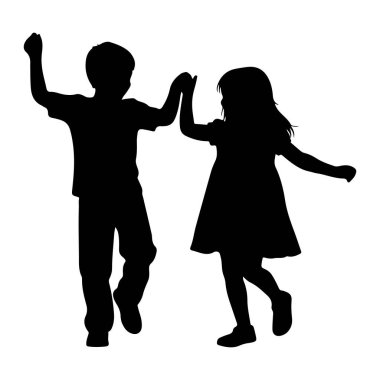 Siyah bir siluet bir oğlan ve bir kız birlikte dans ediyorlar. Oğlan sol elinde sağ kolu havada ve sol eli kızın sağ elini tutuyor. Kız sağda, sol kolu açık ve sağ eli oğlanın sol elini tutuyor.