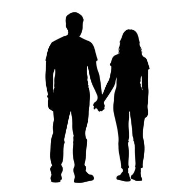 Bir adam ve bir kadının siyah silueti yan yana duruyor ve el ele tutuşuyorlar. Adam solda, kadın da sağda oturuyor. İkisi de gündelik kıyafetler giyiyor. Arkaplan beyaz.