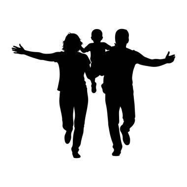 Siyah bir siluet, kollarını açıp öne doğru koşan üç kişilik bir aileyi tasvir ediyor. Bir erkek ve bir kadın her iki tarafta, ve bir çocuk onların arasında tutuluyor. Rakamlar hareket halinde. Bu da bir neşe ve özgürlük hissi veriyor. Arkaplan pla