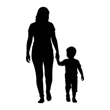 Siyah bir kadın ve küçük bir çocuğun el ele tutuşarak yürüdükleri bir siluet. Kadın daha uzun boylu ve çocuğa önderlik ediyor gibi görünüyor. Her iki figür de tepeden tırnağa betimlenmiş..