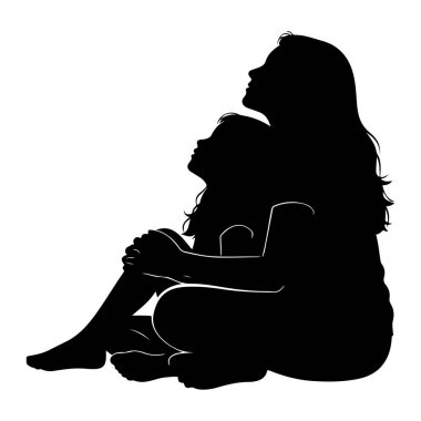 Siyah bir siluet bir anne ve çocuğu birlikte otururken tasvir eder. Anne çocuğun arkasında, kollarını çocuğa dolamış ve başını çocuğun kafasına yaslamış. İkisi de yukarı bakıyor. Görüntü, bir beyaza karşı basit ve temiz bir siluettir. 