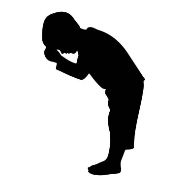 Bir çocuğun siyah silueti dua eden bir şekilde tasvir edilir, başları eğik ve elleri yüzlerine yakın bir şekilde bir araya getirilir. Bu figür beyaz bir arkaplan üzerinde izole edilmiş ve bir devo anında çocuğun basit ve sade ana hatlarını vurguluyor.