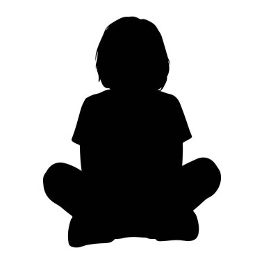 Siyah bir siluet, izleyiciye arkası dönük bir şekilde bacak bacak üstüne atmış oturuyor. Adamın kısa saçı var ve tişört giyiyor. Siluet beyaz bir arkaplanda izole edilmiş..