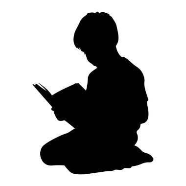 Genç bir çocuğun siyah bir silueti açık bir kitap okumaya kendini kaptırmış bir şekilde yerde otururken resmedilir. Çocuğun başı eğik, dikkatle sayfalara odaklanmış. Görüntü, siyah ile saf beyaz bir arkaplan arasındaki katıksız tezat.