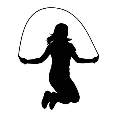 Genç bir kızın siyah silueti havada zıplayan bir ipin üzerinden atlarken tasvir ediliyor. Kolları uzatılmış, halatın saplarını tutarak başının üstünde bir kavis oluşturmuş. Bacakları dizlerine kadar bükülmüş, bu da güçlü bir atlayışı işaret ediyor. Siluet