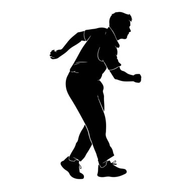 Beyaz bir arkaplanda yürüyen siyah bir siluet. O günlük giysiler ve spor ayakkabıları giyiyor. Vücudu açılı, bir kolu bükülmüş ve diğeri hafifçe gerilmiş. Bu da hareketli ve dinamik bir adım olduğunu gösteriyor..