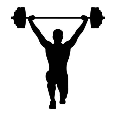 Kaslı bir adamın siyah bir silueti ağır bir halteri yukarı kaldırırken resmedilir. Adamın kolları tamamen açık, ağırlığı kafasının üstünde tutuyor. Bacakları bükülmüş, bir ayağı önde, diğeri arkada. Bu da güçlü bir duruş olduğunu gösteriyor.