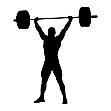 Kaslı bir insanın siyah bir silueti beyaz arka plana ağır bir halteri kaldırırken resmedilir. Kişinin kolları yukarı doğru uzanıyor ve çubuğu iki eliyle sıkıca tutuyor. Halterin her iki ucunda büyük dairesel ağırlıklar vardır. Lanet olsun.
