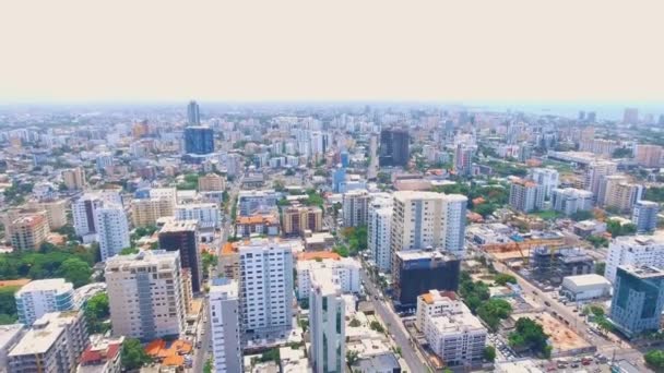 Manzarası hava atış, Santo Domingo Downtown area — Stok video