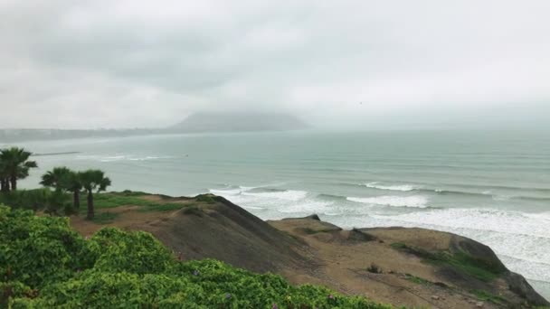 Foto Diurna Area Verde Sull Oceano Perù — Video Stock