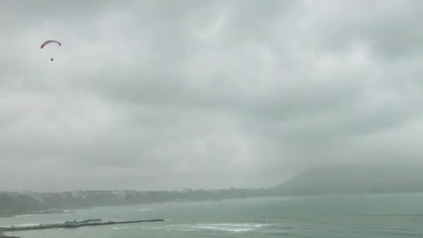 Incline Hacia Arriba Tiro Mar Lima Perú Donde Ves Gente — Vídeo de stock