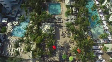 Gündüz hava atış ağaçlar ve havuz South Beach, Miami, Florida daki otel