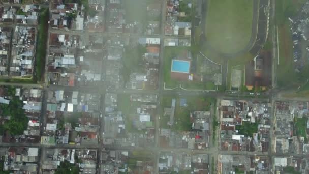 Tiro Aéreo Sobre Ciudad Estadio Futbol Colombia — Vídeo de stock