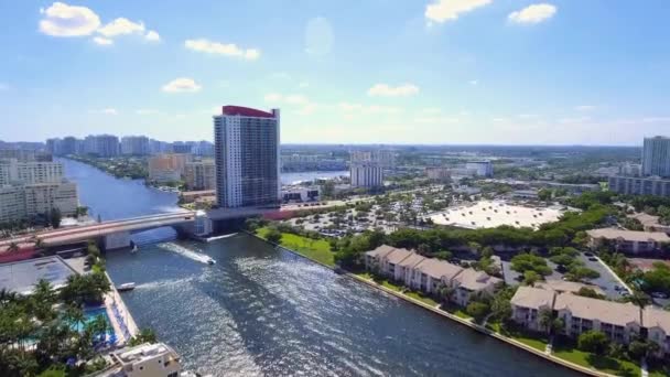 Editorial Hallandale Oct 2016 Vista Aérea Del Canal Intracoastal Edificios — Vídeos de Stock