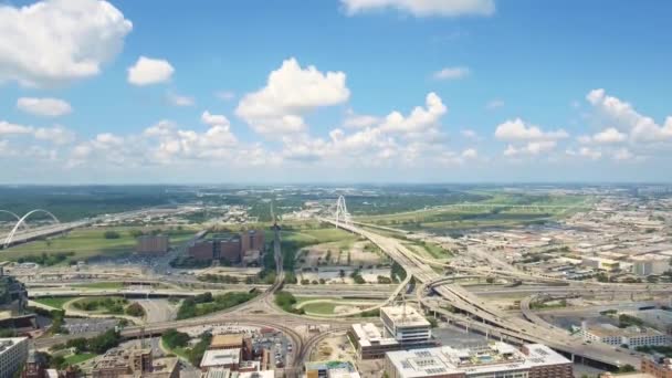 Foto Aérea Diurna Mostrando Carreteras Ciudad Dallas Texas — Vídeo de stock