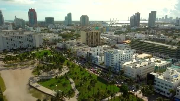 Overdag Luchtfoto Geschoten South Beach Miami — Stockvideo