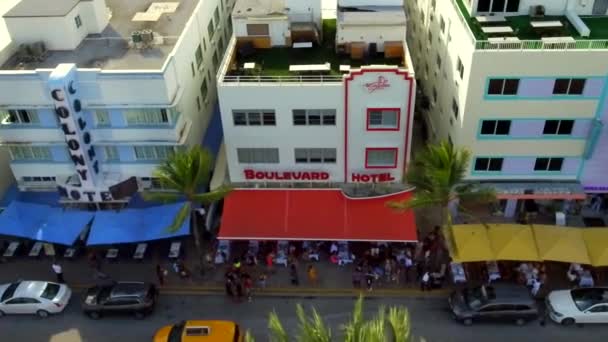 Daytime Aerial Shot Ocean Drive Miami — Stock Video
