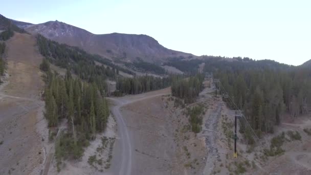 Aerial View Ski Lift Area Which Empty Due Being Season — Stock Video