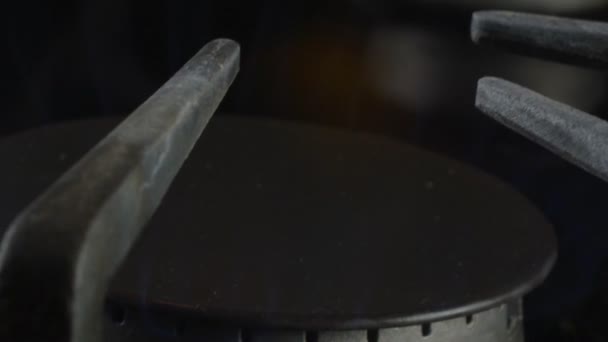 Extreme slow motion of a lit gas stove top — Stock Footage Extreme slow motion of a lit gas stove top Stock Footage